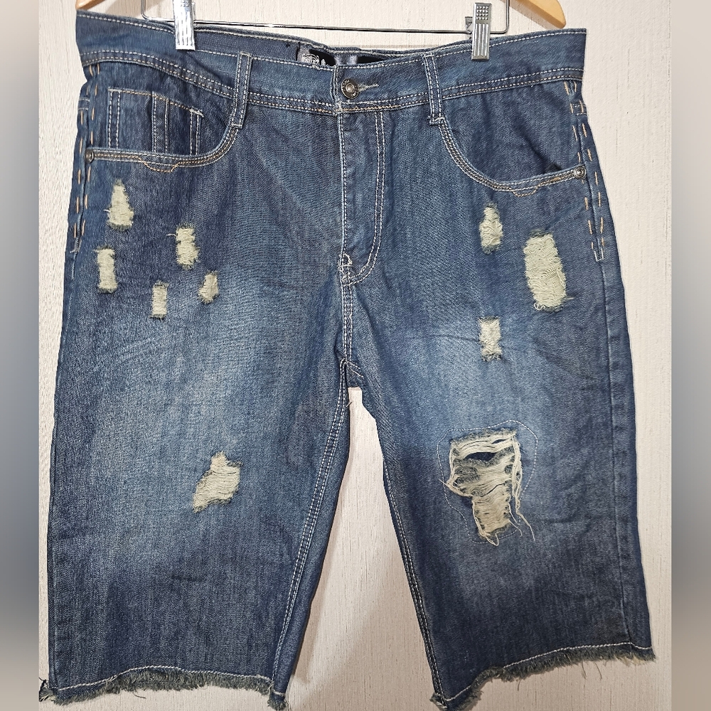 Krome Distressed Medium Wash Jean Denim Shorts Size Men's 36 Waist